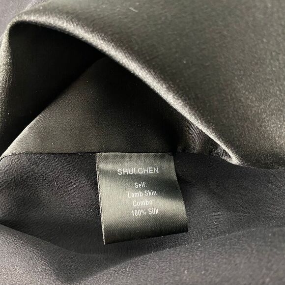 Shui Chen Lambskin Tank Top with Silk Peplum Back BLACK - Picture 7 of 9